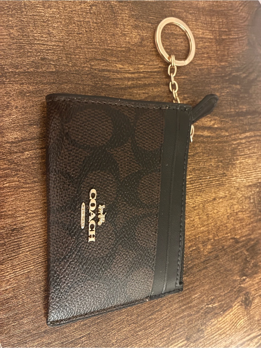 Coach Brown/Black Signature Mini Card Case Keyring